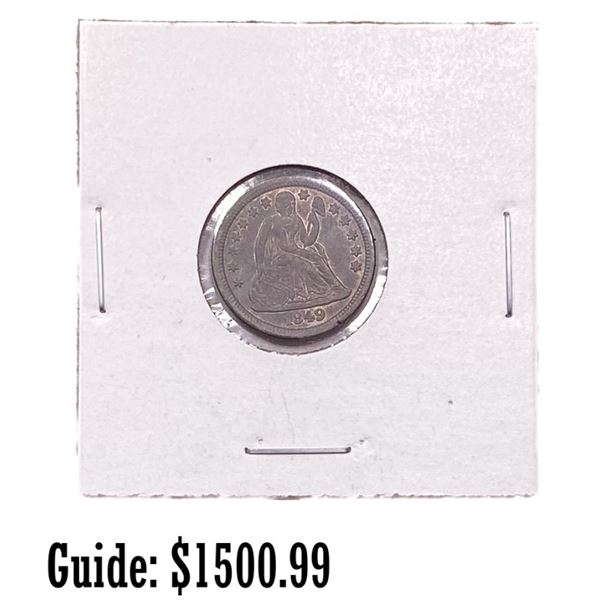 1849 Seated Liberty Dime ABOUT UNC