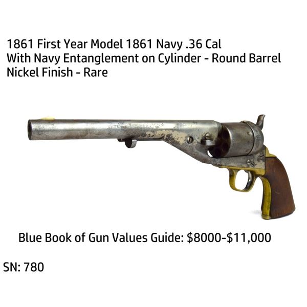 1861 First Year Model 1861 Navy .36 Cal Nickel
