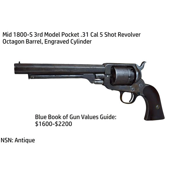 Mid 1800-S 3rd Model .31 Cal 5 Shot Whitney