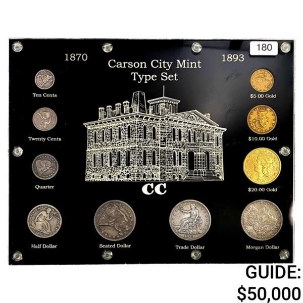 [1870-1893] Complete RARE Carson City Type Set
