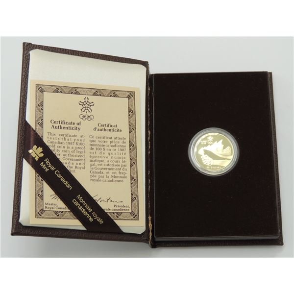 #1  GOLD $100 DOLLAR COIN 13.3 GRAMS CALGARY 1988