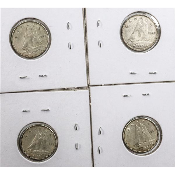 #76 1961 1962 1963 1968 10 CENT CANADA SILVER COIN