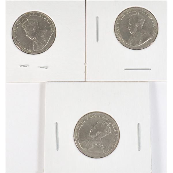 #78 1927 1928 1929 FIVE CENT CANADA COIN LOT OF 3