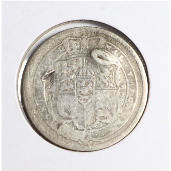 #87 1820 BRITISH KING GEORGE III SILVER COIN WORN