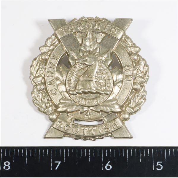 #257 WW2 CANADIAN CAP BADGE TORONTO SCOTTISH