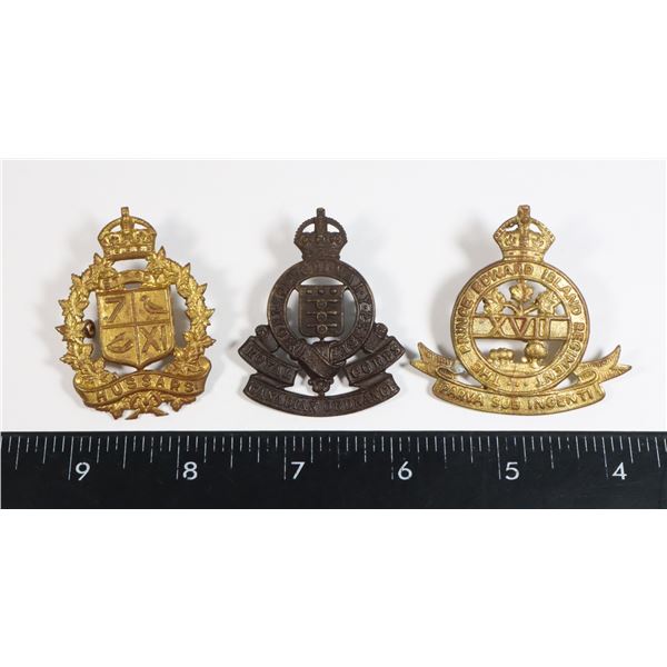 #260 3 WW2 CANADA CAP BADGES IN RCOC PRINCE