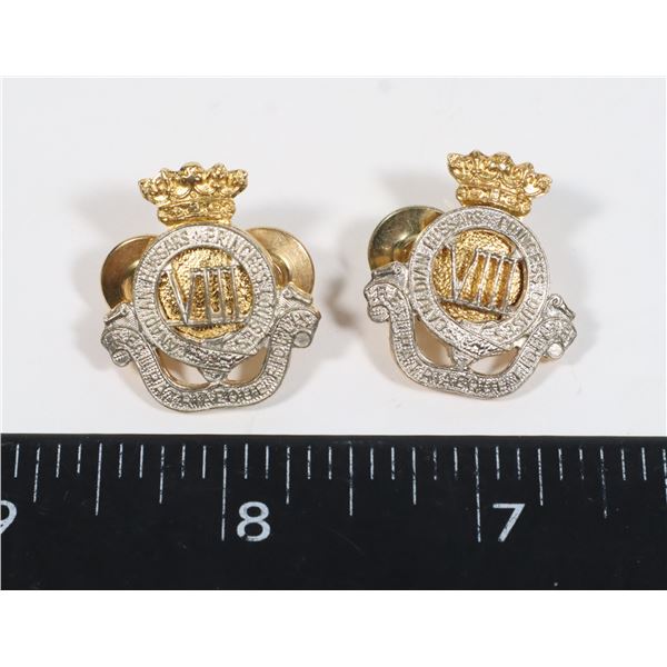 #272 OFFICERS 8TH CANADIAN HUSSARS COLLAR BADGES