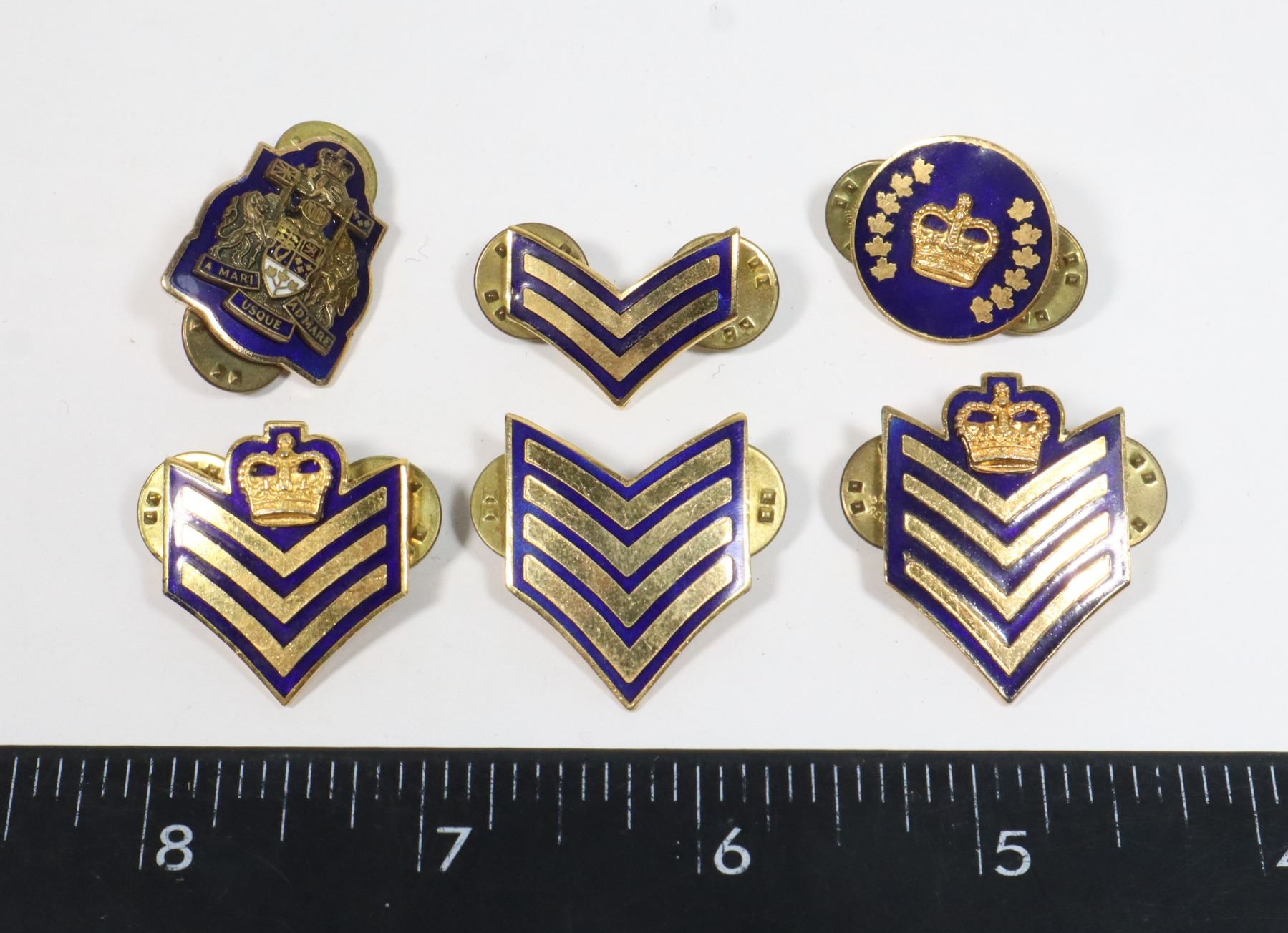 Rcmp Depot Ranks #367 1982 RCMP METAL RANK BADGES COMPLETE SET