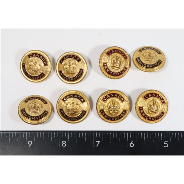 #401 VINTAGE CANADA IMMIGRATION 8 BUTTON LOT