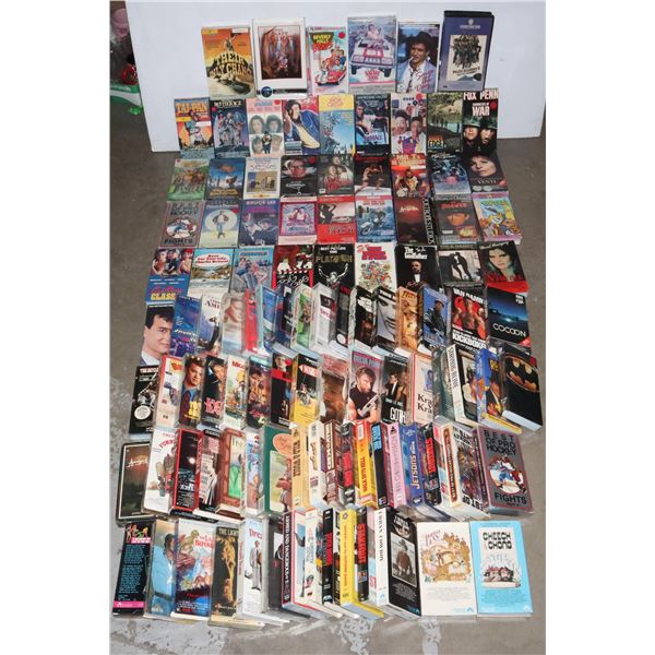 #727 INSTANT VHS STORE PROP DISPLAY 100+ VHS BOXES