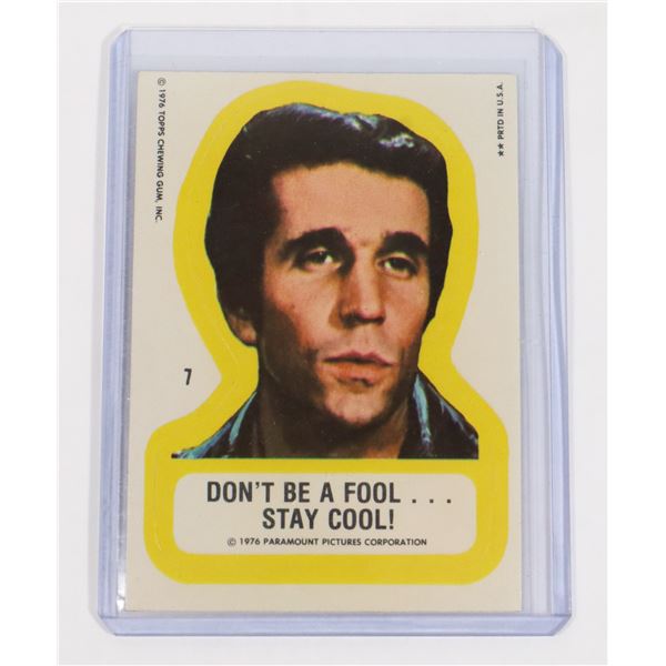 #760 1976 THE FONZ #7 STICKER CARD HAPPY DAYS