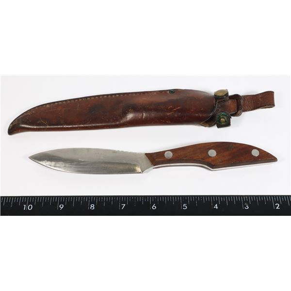 #810  VINTAGE JAPANESE KNIFE IN LEATHER SCABBARD