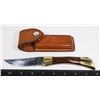 Image 1 : #818 BROWNING POCKET KNIFE 4018F +LEATHER SHEATH
