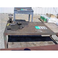 58in x 31in WORK BENCH WITH SHELF AND VISE