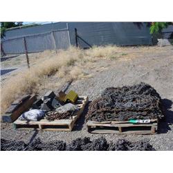 2 PALLETS OF TIRE CHAINS AND WHEEL CHOCKS