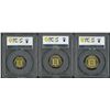 Image 2 : Macau, 1982 & 88, lot of 3, 50/ 20/ 10 Avos, PCGS MS65/ MS66 & MS66.