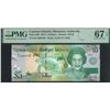 Image 1 : Cayman Islands, 2014, 5 Dollars, D/2 000449. PMG 67EPQ. Low Serial Number.