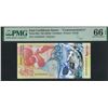 Image 1 : East Caribbean, ND (2023), 2 Dollars, AA335844.  PMG 66EPQ. AA Prefix. Commemorative.