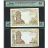 Image 1 : French Indo-China, ND (1936), 5 Piastres, Lot of 2pcs. PMG 35 Stains & Pinoles & PMG 40 Pinoles.