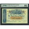 Image 1 : Scotland, Royal Bank of Scotland, 1952 , 5 Pounds, G270110. PMG 66EPQ. Scare in this eye-appealing c