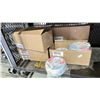 Image 4 : SHELF LOT OF ASSORTED ITEMS INCLUDING; DISPOSABLE PLATES, NAPKINS AND MORE