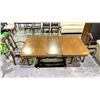Image 2 : ANTIQUE WOOD TABLE (72" X 42" X 28") WITH LEAF (16") & 2 CHAIRS