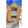Image 1 : ANTIQUE 2 SHELF 1 DRAWER STORAGE CABINET WITH GLASS DOOR 38" X 15" X 62"H