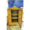 Image 2 : ANTIQUE 2 SHELF 1 DRAWER STORAGE CABINET WITH GLASS DOOR 38" X 15" X 62"H