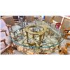 Image 2 : HIGH-END ETCHED GLASS DINING TABLE WITH 8 UPHOLSTERED ARMCHAIRS