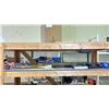Image 1 : SHELF OF ASSORTED ITEMS INCLUDING; LEVEL, PRY BARS, BATTERY CHARGER & MORE