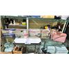 Image 1 : SHELF OF ASSORTED ITEMS INCLUDING; HOME DECOR, ROTARY CUTTING MACHINE, BIAS TAPE MAKER & MORE