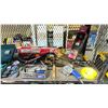 Image 2 : SHELF OF ASSORTED ITEMS INCLUDING; DRILLS, BENCH VISE, TURBO-WASH PRESSURE WASHER & MORE