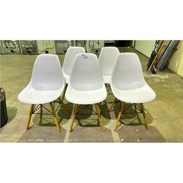 5 MODERN ARMLESS EGG CHAIRS