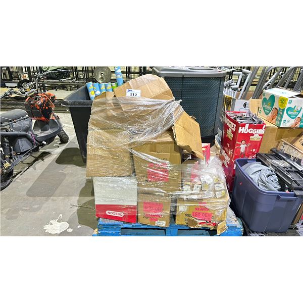 PALLET OF ASSORTED ITEMS INCLUDING; AIR FILTERS, SPINDLE ASSEMBLY, EXACT REPLACEMENT BELTS & MORE