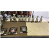 Image 6 : 2 SHELVES OF ASSORTED ITEMS INCLUDING; SPORTS GLASSES, HOME DECOR, HOCKEY COLLECTIBLES & MORE