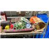 Image 2 : SHELF OF ASSORTED ITEMS INCLUDING; INFLATABLE BEER BOTTLES/CANS, STUFFED BEARS, ANTIQUE TOBOGGAN &
