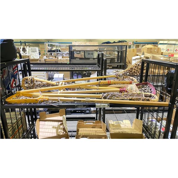 SHELF LOT OF VINTAGE LACROSSE STICKS