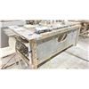 Image 2 : WOODEN 96"W X 45"D X 38"H INDUSTRIAL TILE WORKING TABLE & ASSORTED CONTENTS