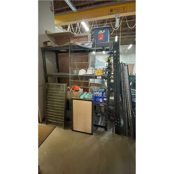RED 2 TIER SINGLE DRAWER MOBILE WORK CART, BLACK 4 TIER ADJUSTABLE METAL WAREHOUSE RACKING WITH