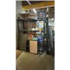 Image 1 : RED 2 TIER SINGLE DRAWER MOBILE WORK CART, BLACK 4 TIER ADJUSTABLE METAL WAREHOUSE RACKING WITH