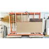 Image 1 : ORANGE METAL 96"W X 24"D X 66"H INDUSTRIAL FORK LIFT SHEET LIFTING / TRANSPORT RACK WITH CONTENTS &