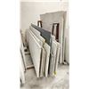 Image 3 : METAL DUAL A-FRAME RACK WITH ASSORTED COMMERCIAL COUNTER TOP STONE SLAB MATERIAL