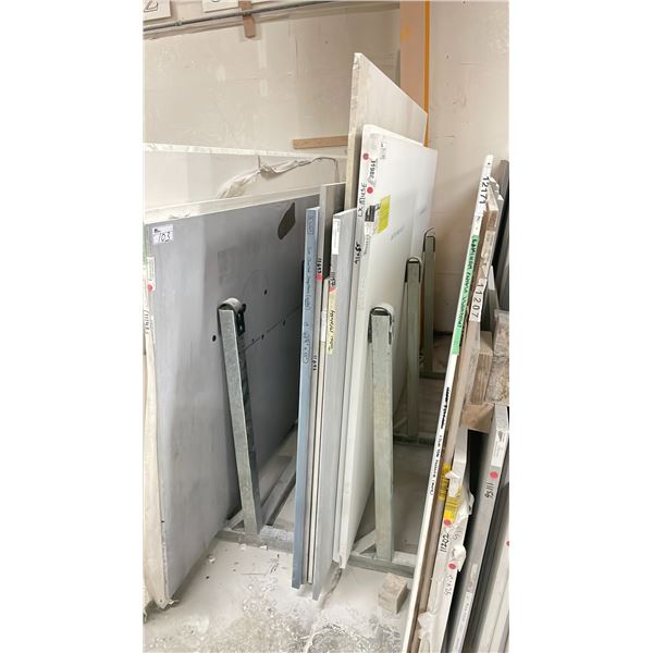 SINGLE BAY OF ASSORTED COMMERCIAL COUNTER TOP STONE SLAB MATERIAL