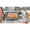 Image 1 : GREEN PLASTIC TRANSPORT BOX OF ASSORTED SANDING PAPER / DISCS & STACK OF ASSORTED SANDING PAPER