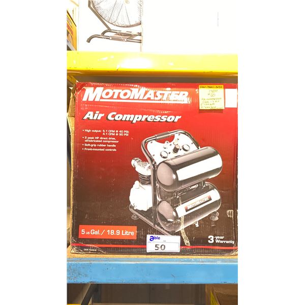 MOTOMASTER BLACK 5 GAL DUAL TANK PORTABLE ELECTRIC AIR COMPRESSOR *IN BOX*