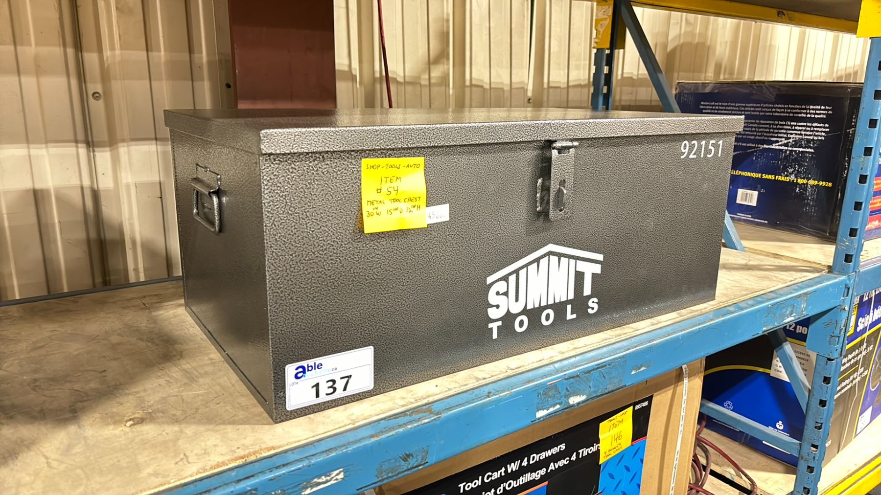 SUMMIT TOOLS 92151 METAL TOOL / STORAGE CHEST 30