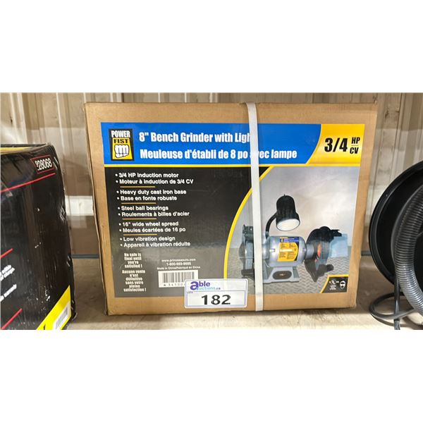 POWER FIST 8" DUAL ELECTRIC ILLUMINATED BENCH GRINDER *IN BOX*