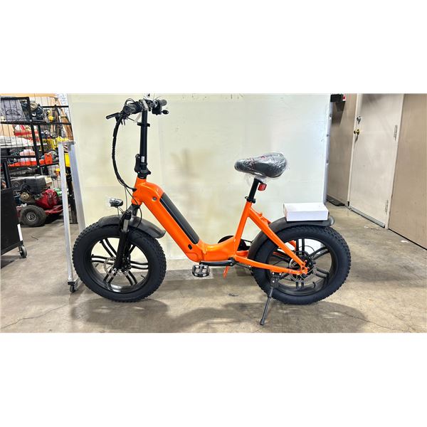 Y20 ORANGE ELECTRIC FOLDABLE E-BIKE WITH CHARGER - 75 KM RANGE, HYDRAULIC DISC BRAKES, 7 LEVELS, LCD