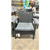 Image 2 : PATIOFLARE MELODY PF10029 BK BLACK PLASTIC RATTAN 3PCS OUTDOOR PATIO CHAT SET WITH GREY CUSHIONS