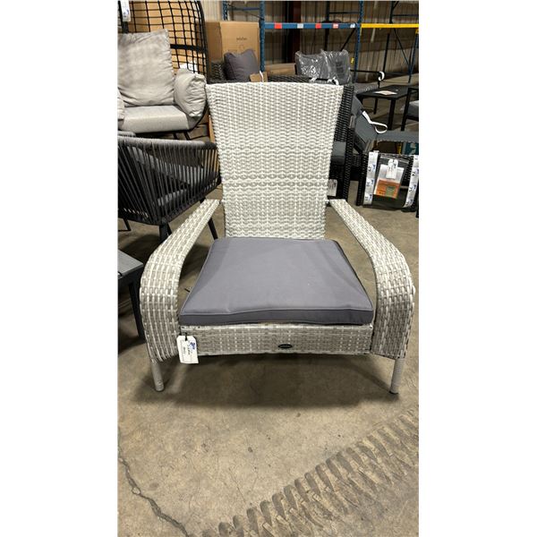 PATIOFLARE GREY MUSKOKA OUTDOOR PATIO CHAIR WITH GREY CUSHION ( PF-CH338-GY ) * IN BOX *